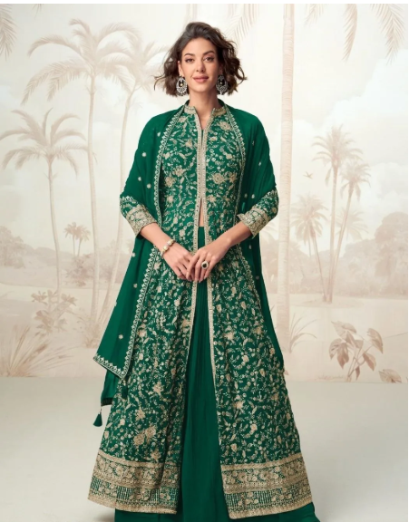 Front Slit Designer Party Wear Suit, Embroidered Maroon Anarkali Kurti with Palazzo and Dupatta
